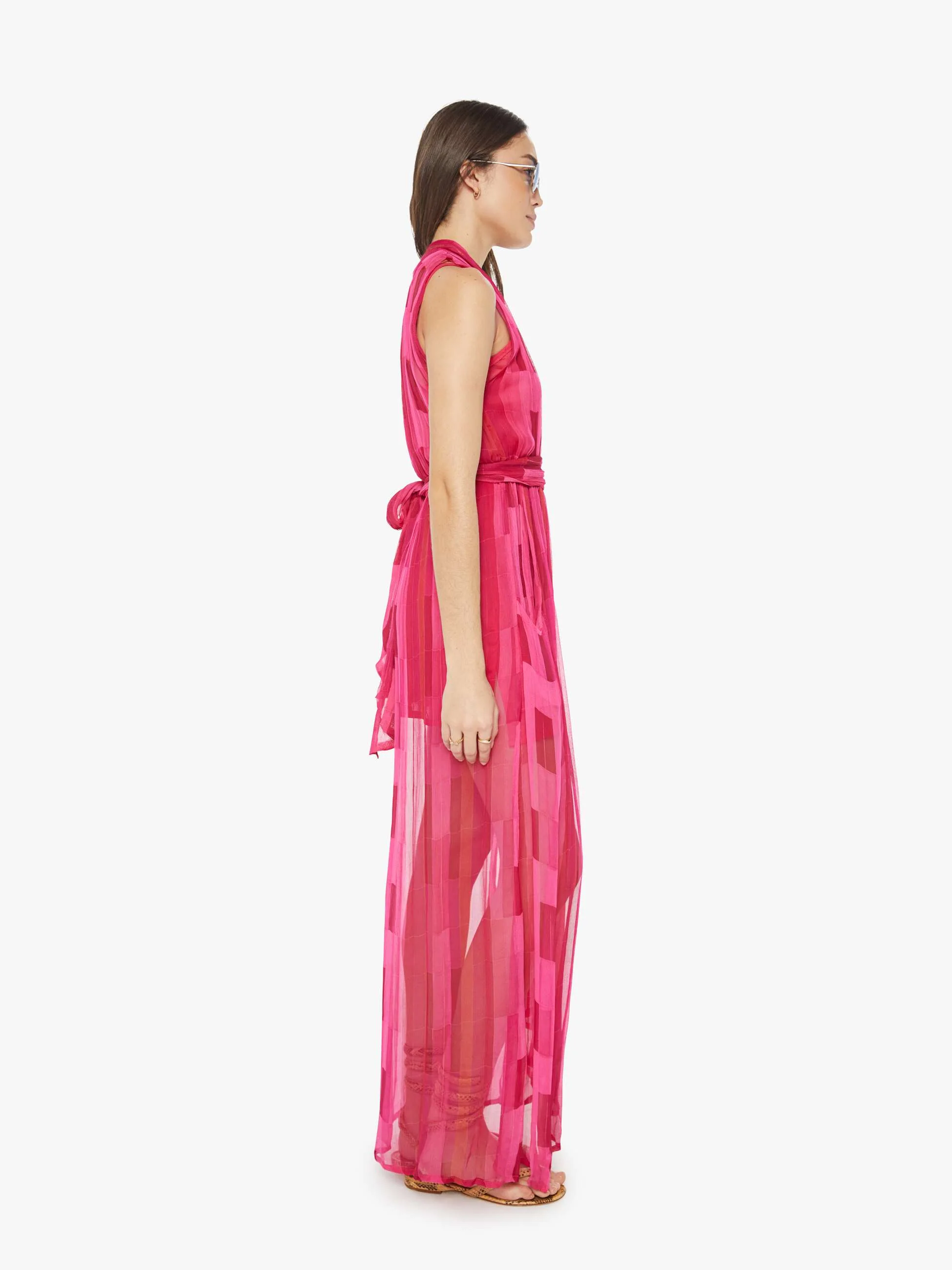 Natalie Martin Nico Sleeveless Maxi W/ Sash - Sea Glass Pink - Image 3