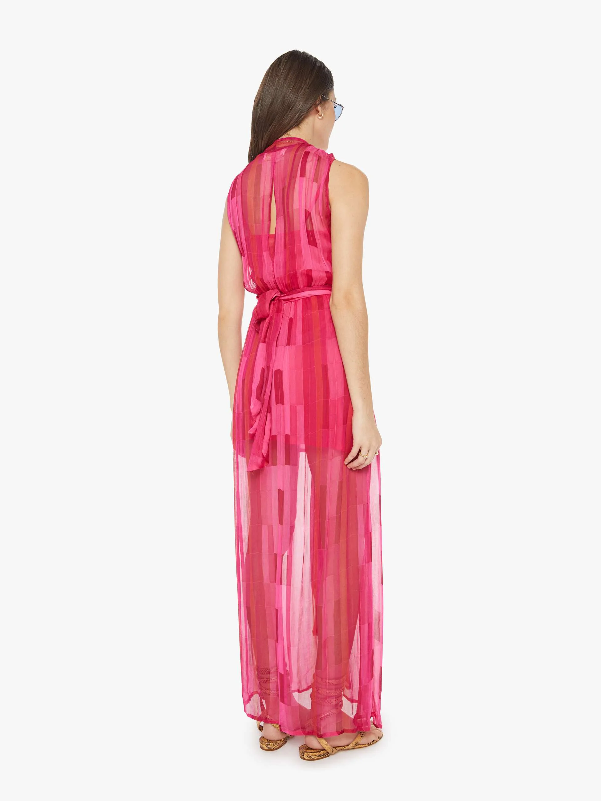 Natalie Martin Nico Sleeveless Maxi W/ Sash - Sea Glass Pink - Image 4