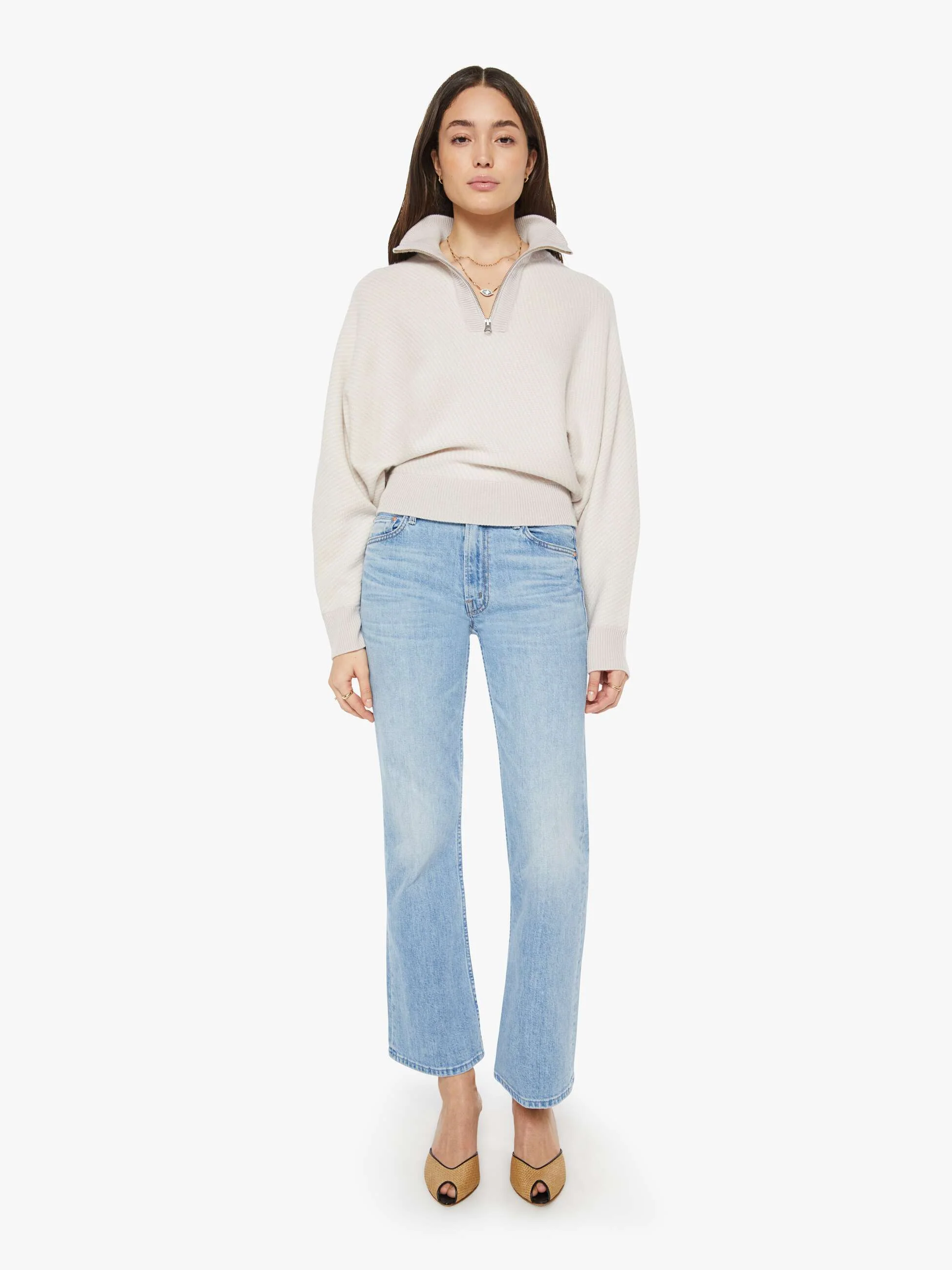 SABLYN Amber Mock Neck Half Zip Dolman - Himalaya Gardenia - Image 5