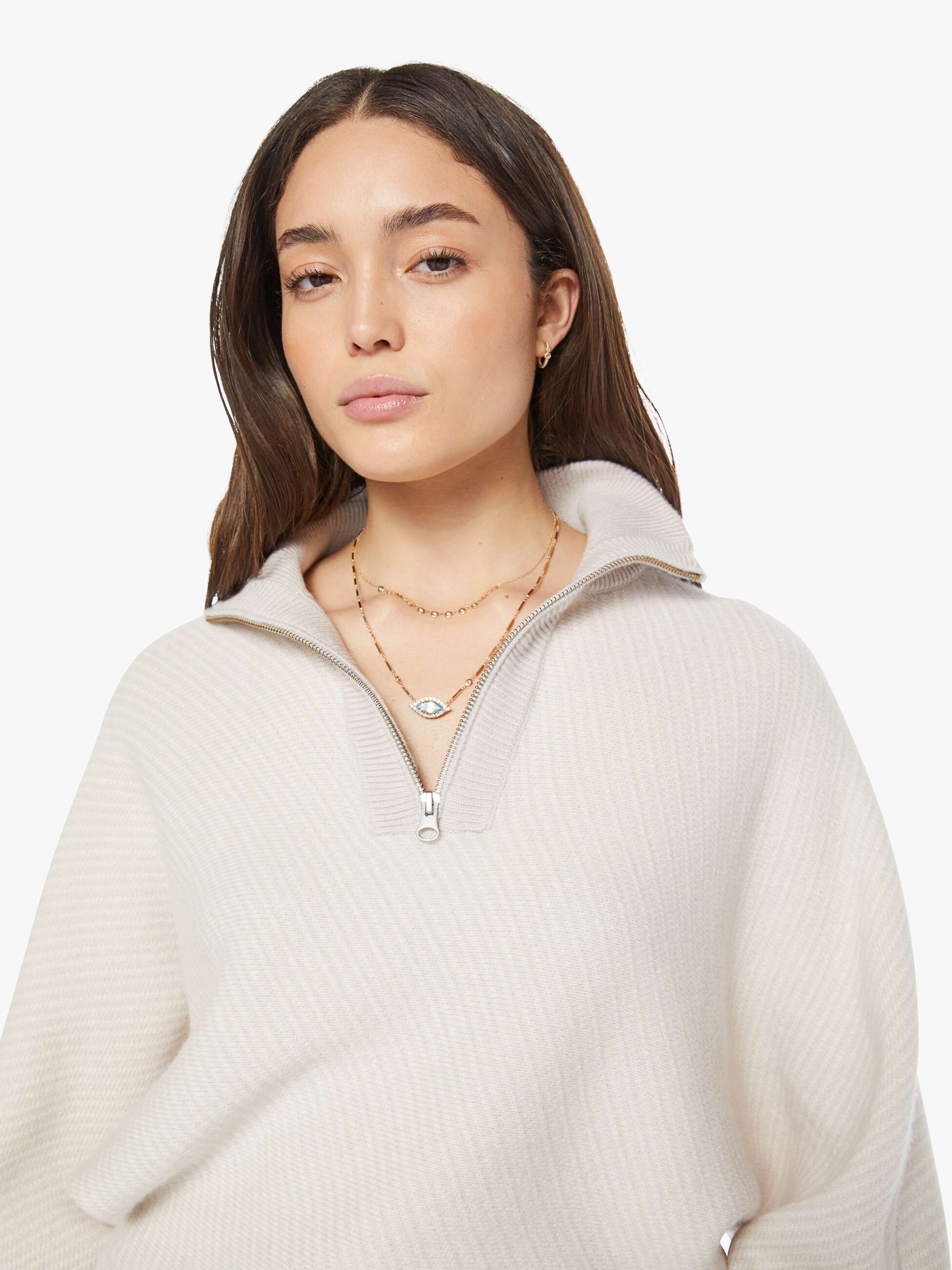 SABLYN Amber Mock Neck Half Zip Dolman - Himalaya Gardenia - Image 6