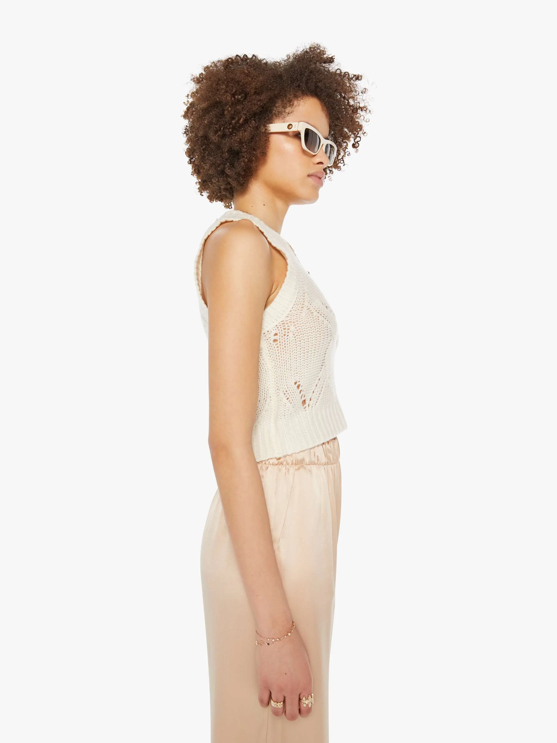 SABLYN Kara Shrunken Cable Knit Tank - Gardenia - Image 3