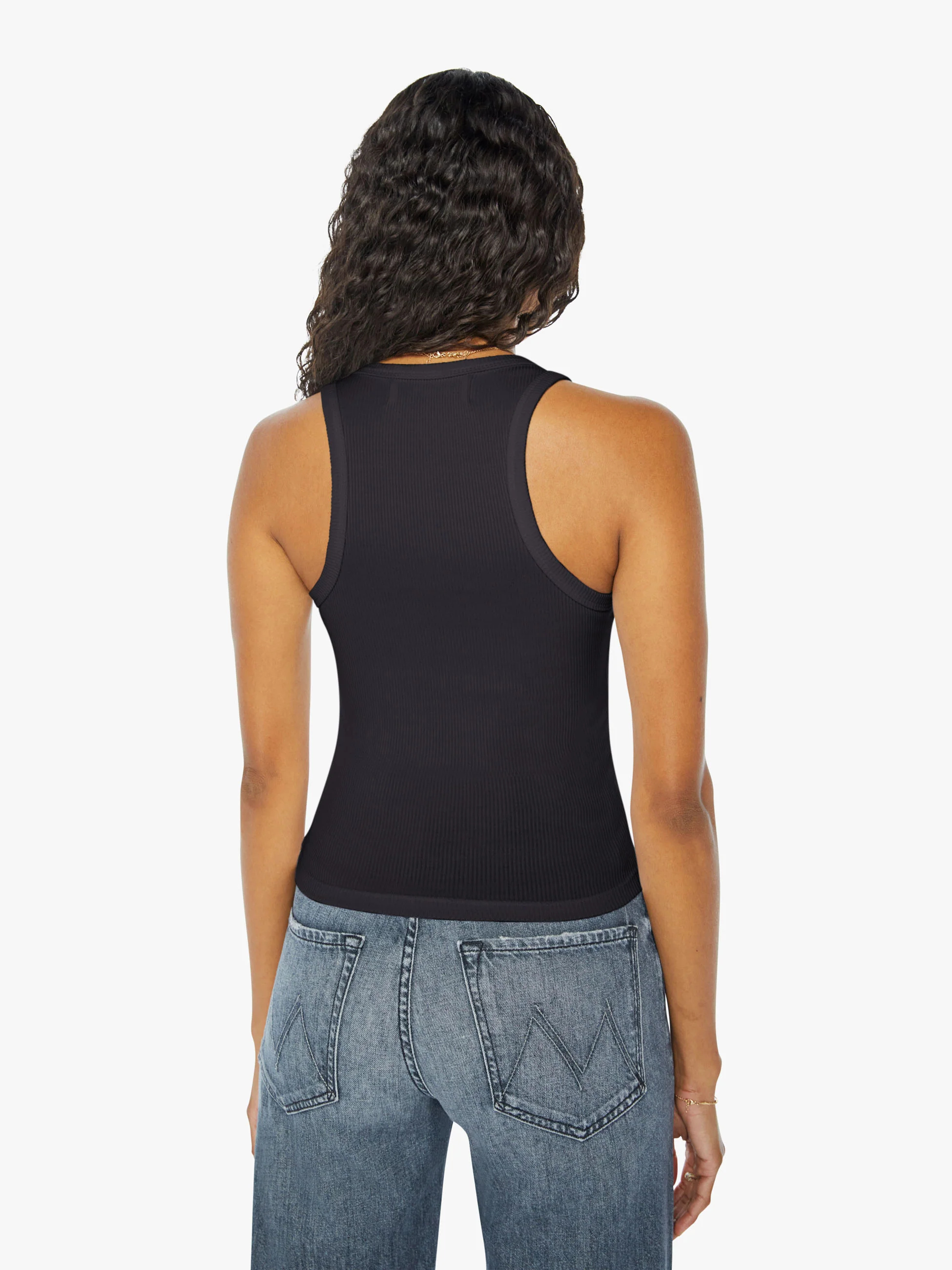SPRWMN Rib Fitted Scooped Tank - Black - Image 3
