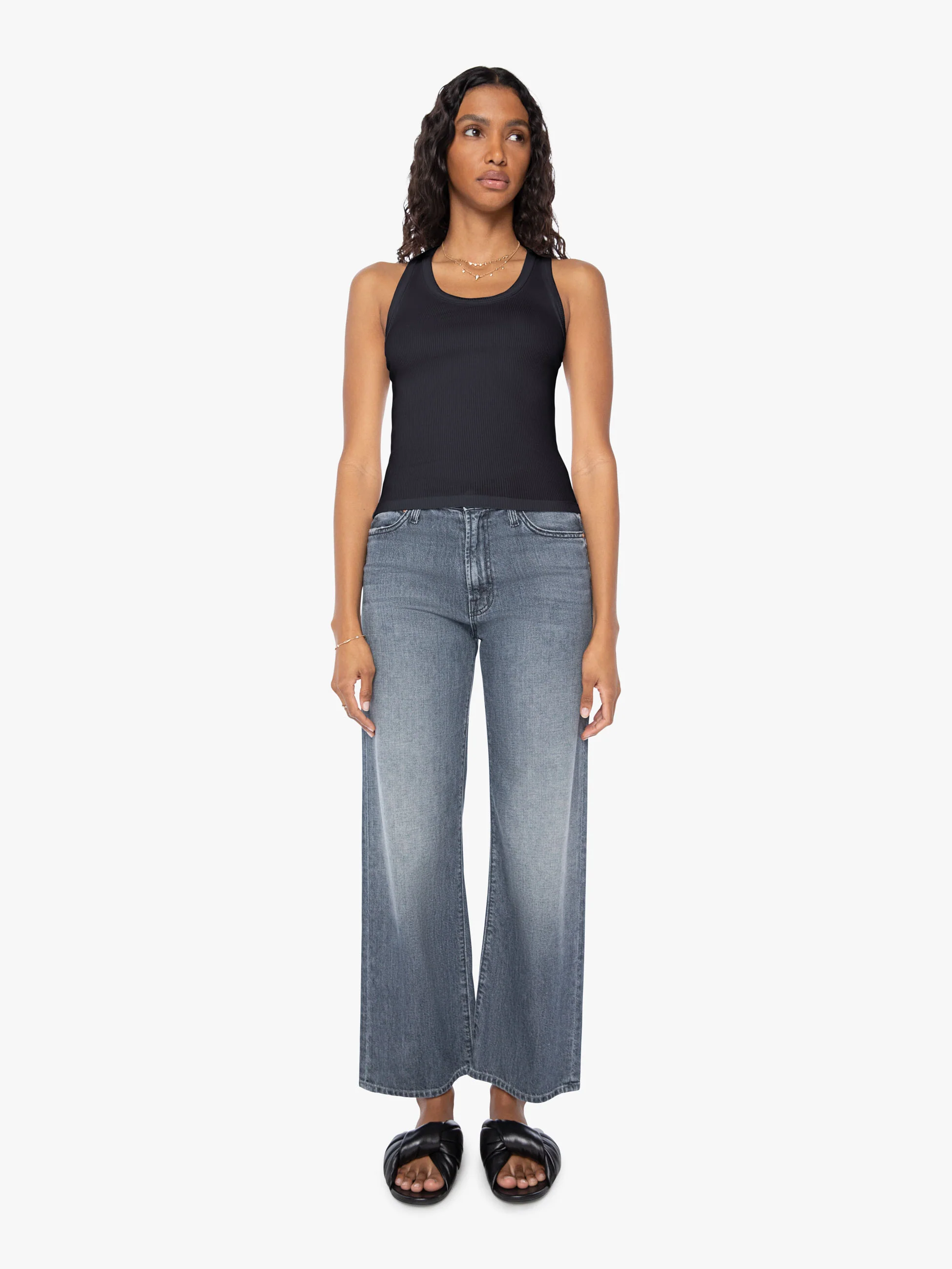 SPRWMN Rib Fitted Scooped Tank - Black - Image 4