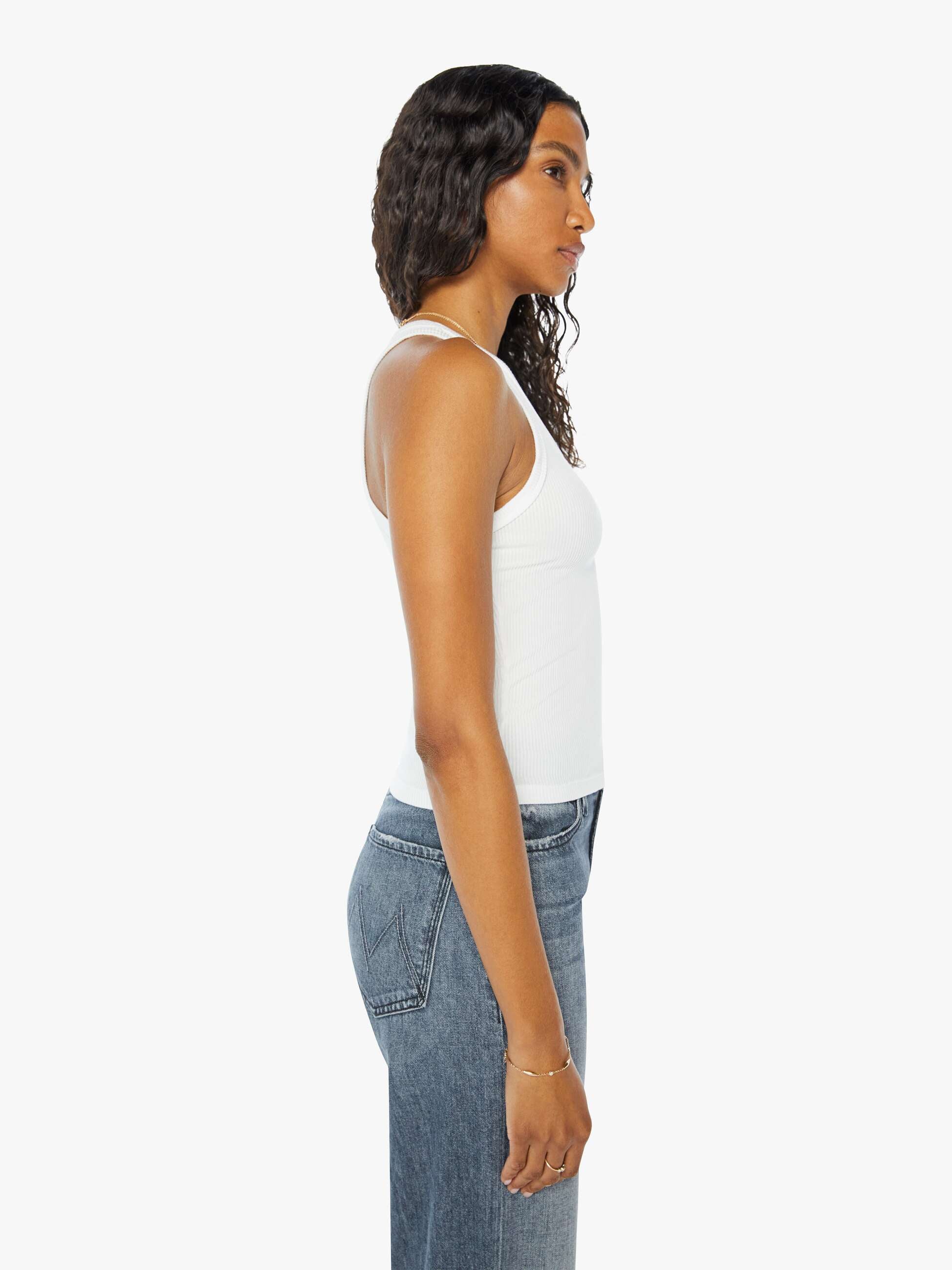 SPRWMN Rib Fitted Scooped Tank - White - Image 3