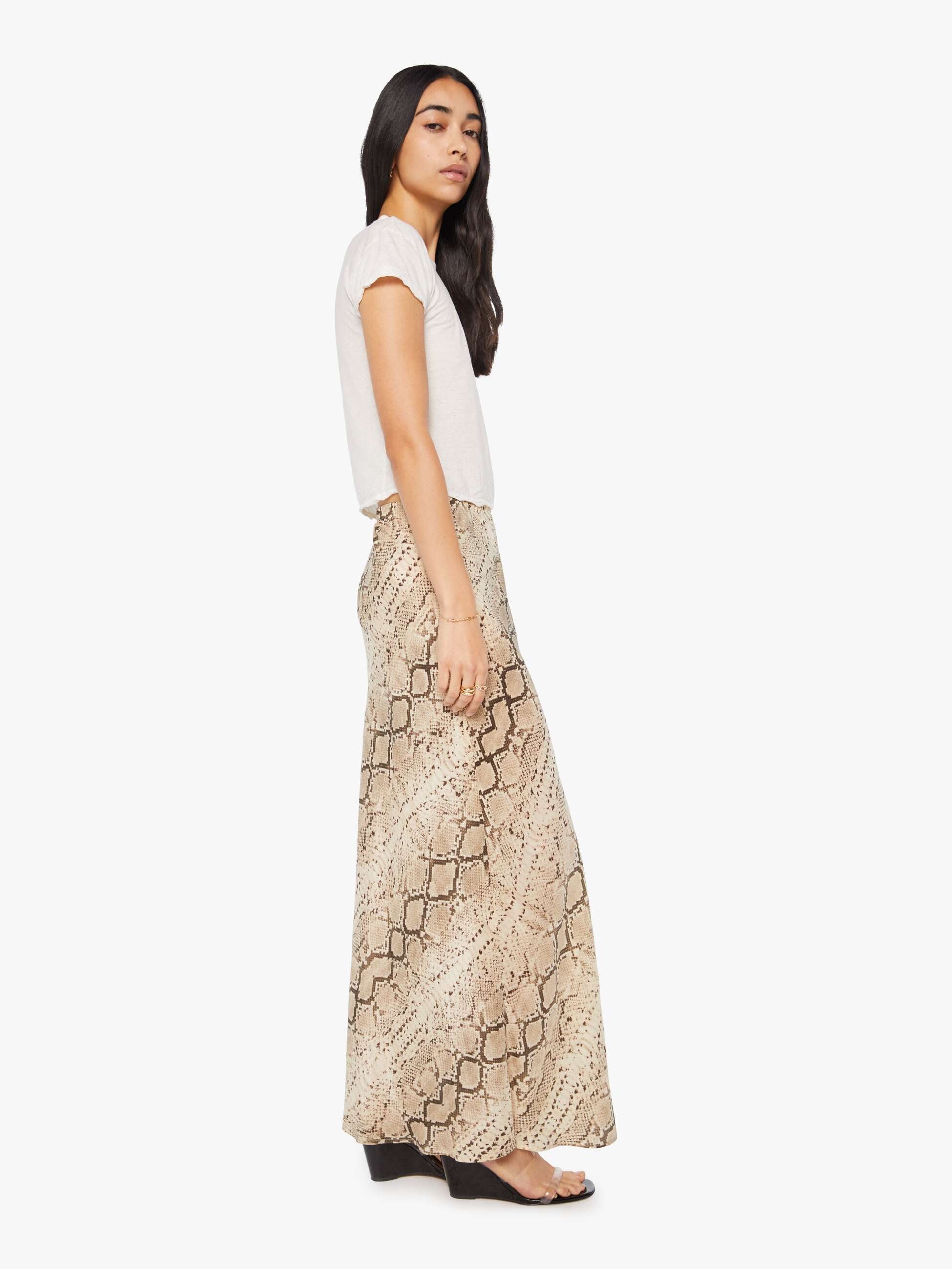 SPRWMN Bias Maxi Skirt - Beige Snakeskin - Image 3