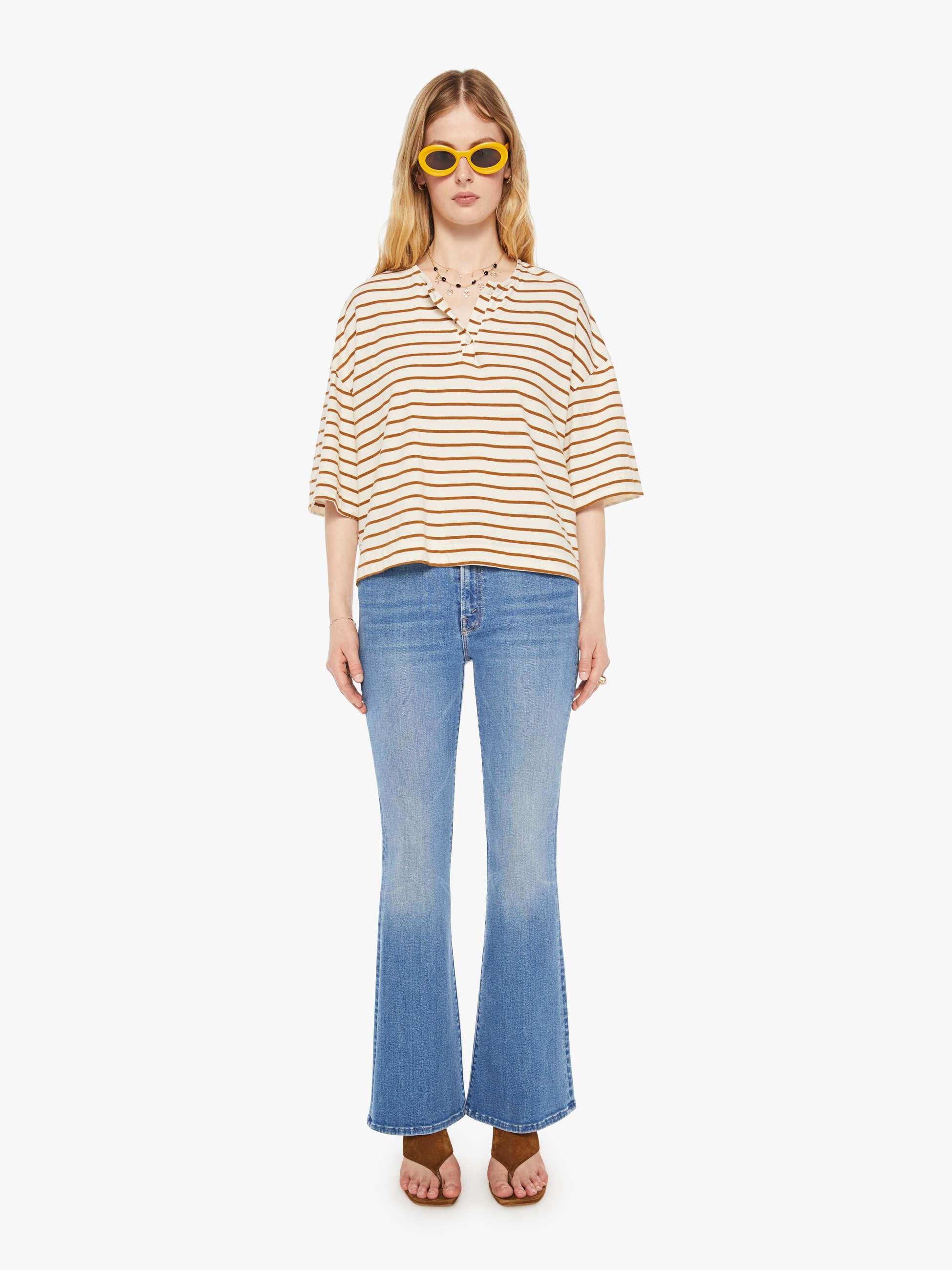 SPRWMN Henley Top - Camel Stripe - Image 5